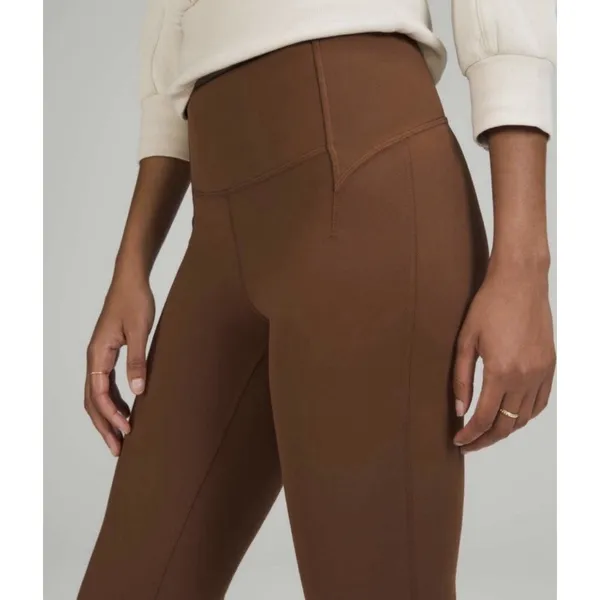 Lululemon Groove Split Hem Flare Mid‎ Rise Pants Women 6 Lt Brown Nulu LW5ENGS - Image 2