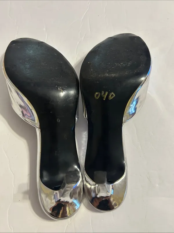 Steve Madden Silver Metallic Open-Toe Mules - Image 6