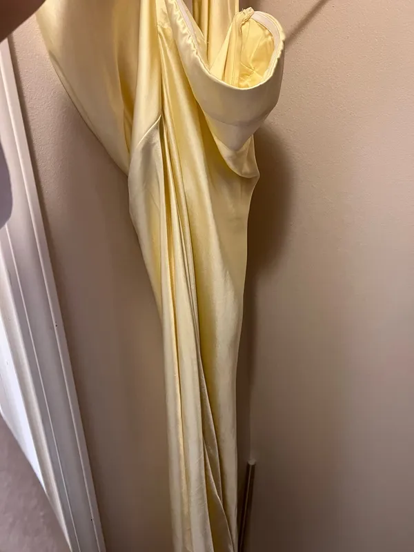Satin strapless maxi dress formal wedding yellow - Image 6