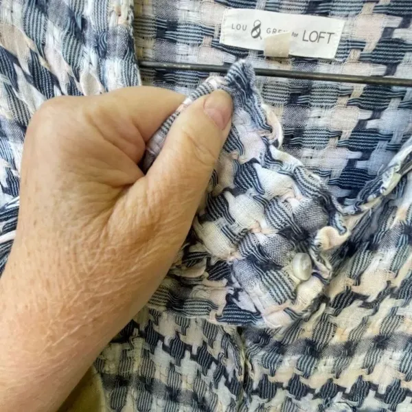 Lou & Grey LOFT houndstooth tie front cotton shirt - Image 3