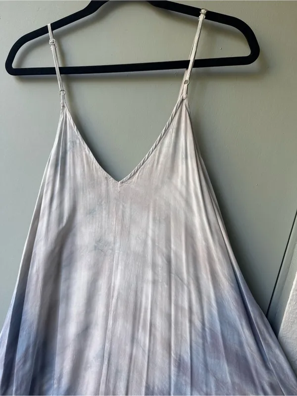 lovestitch Gray to Blue Ombre V-Neck Maxi Slip Dress - Image 3