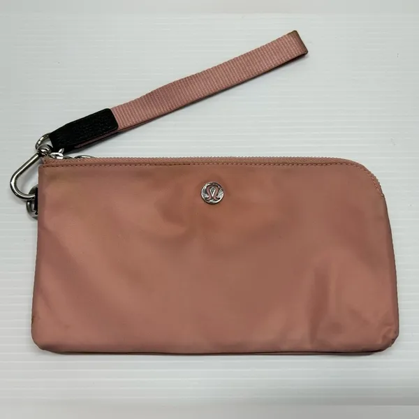 Lululemon Now and Always Pouch Salmon Pink Silver Hardware Removable Wrist Strap - Image 3