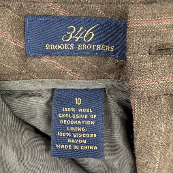 Brooks Brothers 346 Y2K Womens Brown Pinstripe 100% Wool Dress Pants Size 10 - Image 6