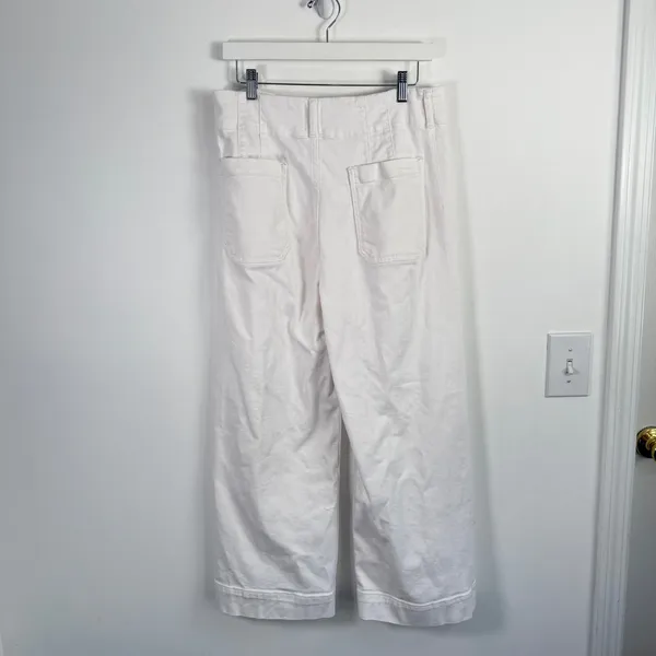 Maeve The Colette Cotton Pants White Wide Leg Crop High Rise Office Womens 31 - Image 4