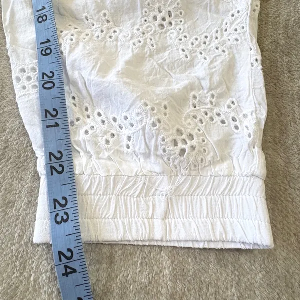 Young Fabulous &‎ Broke Eyelet Joggers Women M White Lined Pull On Boho Beach - Image 8