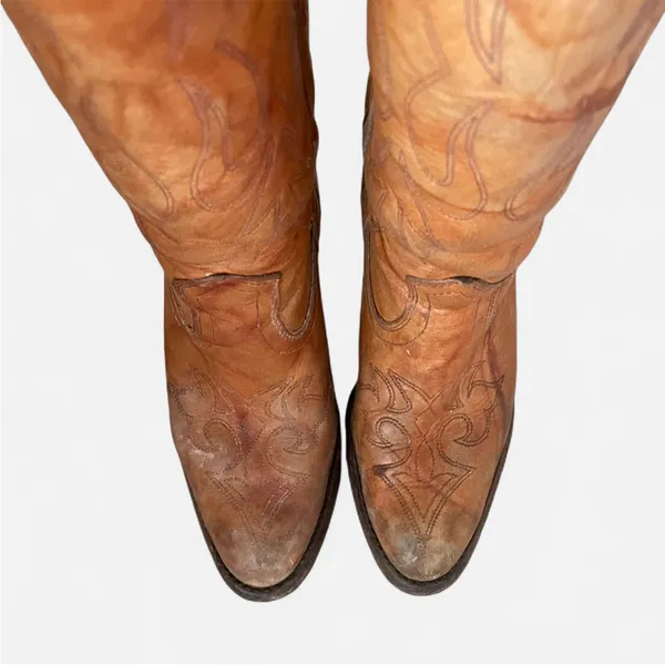 Miss Capezio Vintage 70s Leather Western Tall Knee High Cowgirl Boots - Image 3