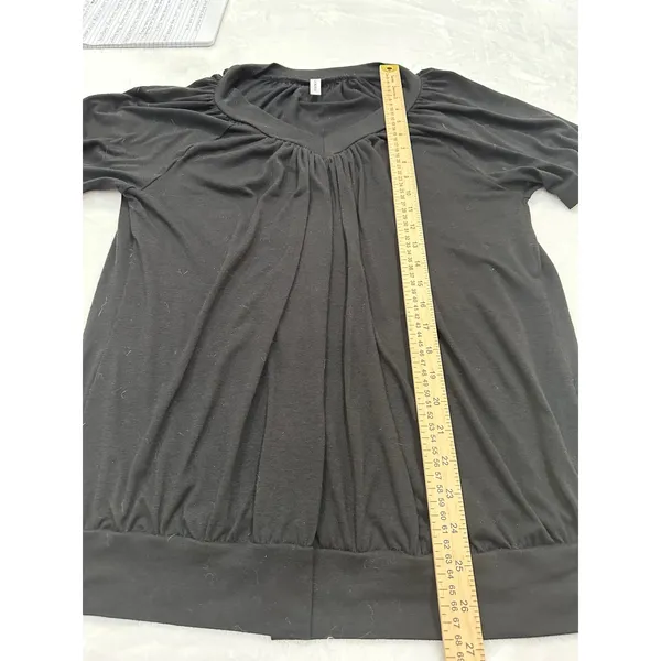 Dokotoo Womens Black V-Neck Pleated Short Sleeve Blouse Banded Hem Size M - Image 4