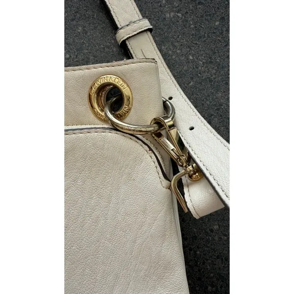 Calvin Klein Sonoma Ivory Faux Leather Crossbody Bag Gold Hardware - Image 8