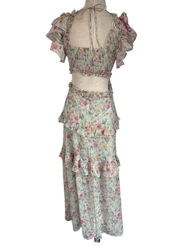 ASTR the Label Mable Dress in Light Green Floral Small New Womens Long Maxi - Image 7