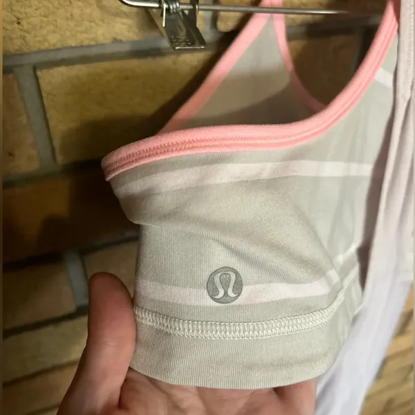 Lululemon No Limits Tank Grey & Pink Striped Tank Top Size 10 - Image 4