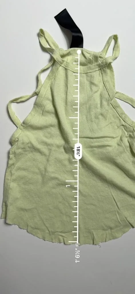 Free People FP New Romantics Lime Green Halter Neck Soft Linen Cotton Raw Hem Tank Top XS - Image 4
