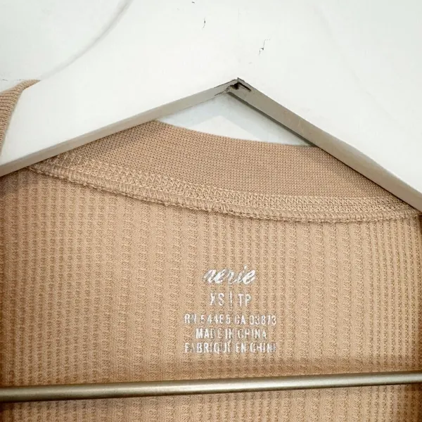 Aerie Heart Eyes Waffle Henley XS Cozy Loungewear Quiet Luxury Soft Pullover Top - Image 6
