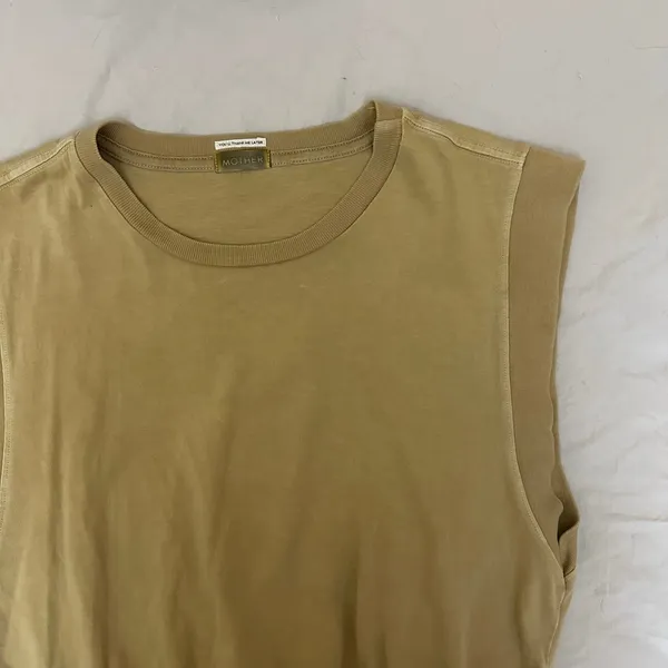 Mother The Swiper‎ Crop Top Bronze Mist Tan Size Small Elastic Band Sleeveless - Image 14