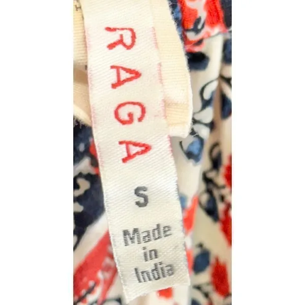 Raga Blue Red Patchwork Boho Halter Neck Side Slit Maxi Dress Size Small - Image 5