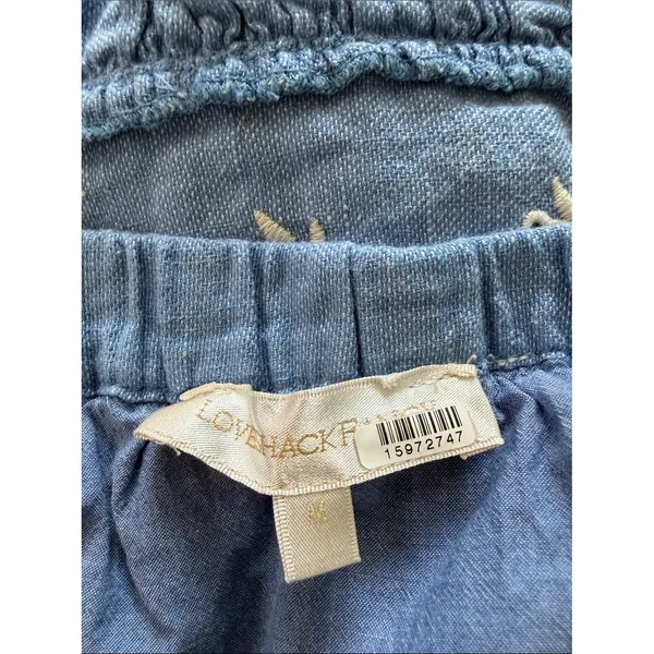 LoveShackFancy Cava Mini Skirt Hydrangea Blue Embroidered Linen Medium - Image 5