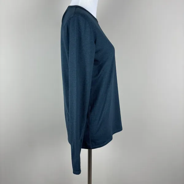 Quince Flowknit Breeze‎ Long Sleeve Top Women XS Navy Thumbholes Stretch Active - Image 3