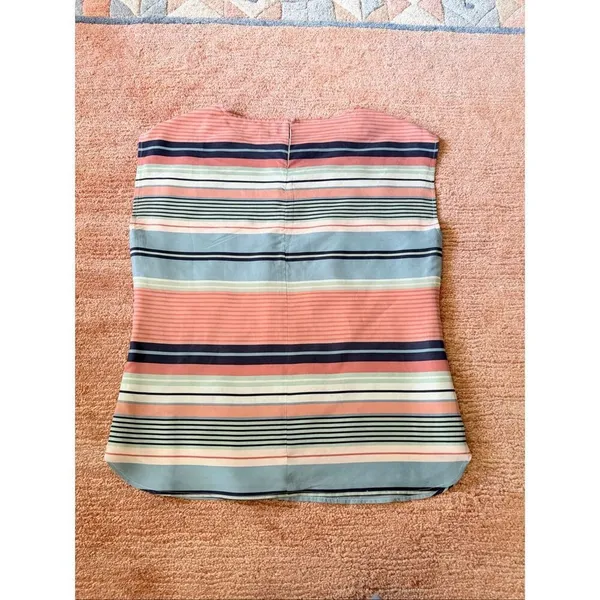 Brooks Brothers 100% Silk Striped Shell Top Size 6 Pastel Cap Sleeve Blouse - Image 9