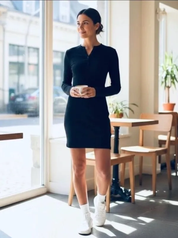 Lululemon All Aligned Ribbed Long-Sleeve Henley Dress Size 6 Gray- EUC - Image 6