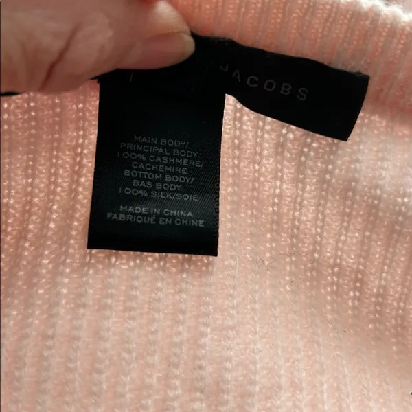 Marc by Marc Jacobs Cashmere Colorblock Sweater Pink Gray Silk Hem M - Image 5