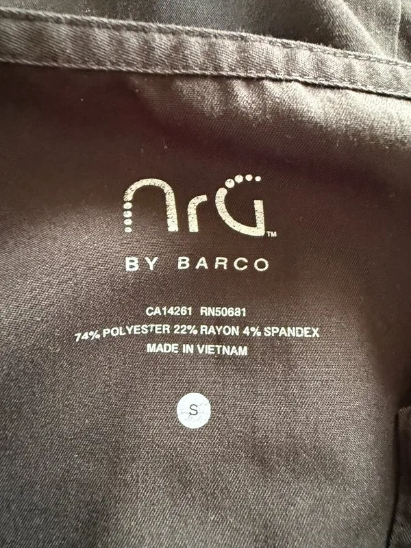 NRG by Barco short sleeve v-neck scrub top black stretchy with pockets size S - Image 7