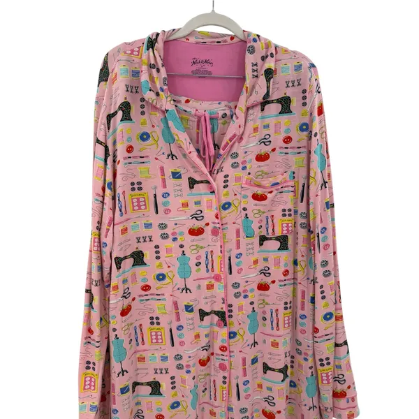 Nick & Nora Sewing Seamstress Novelty Print Modal Pajama Set Pink Size XL - Image 3