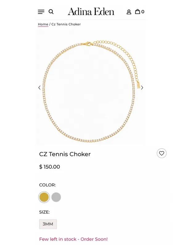 Revolve x Adina Eden Thin Tennis Choker in Gold - Image 4
