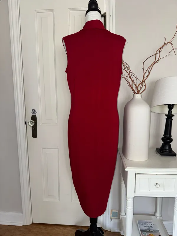 ASOS Design Curve Women’s Red Tie Neck Detail Dress Size 16 - Image 3