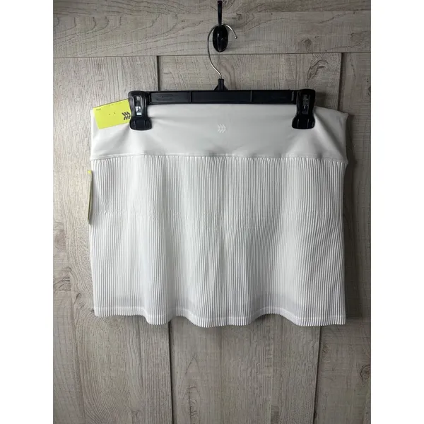 All In Motion Women L White Textured Pleated Skort w/ Inner Shorts Tennis Resort - Image 2