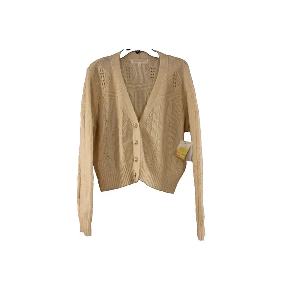 Sugar Moon Cream Cable Knit Pearl Button Cardigan - XL - NWT - Image 2