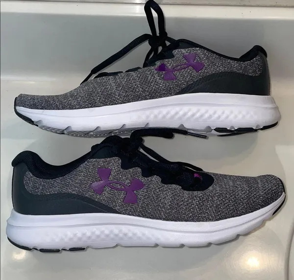 Under Armour Women’s Charged Impulse 3 Knit Gray Purple Running Athletic Shoes - Image 7