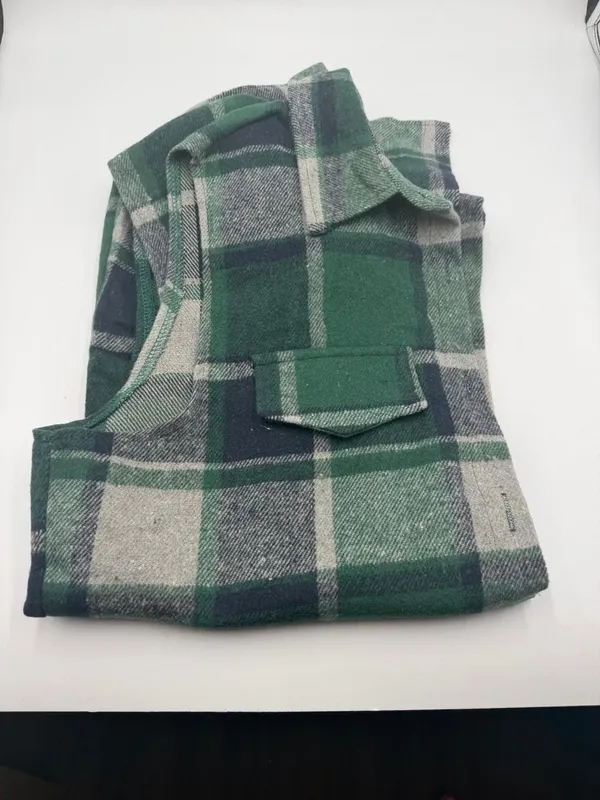 Cute Duck Women's Green Plaid Sleeveless Long Vest Jacket XL - Image 6