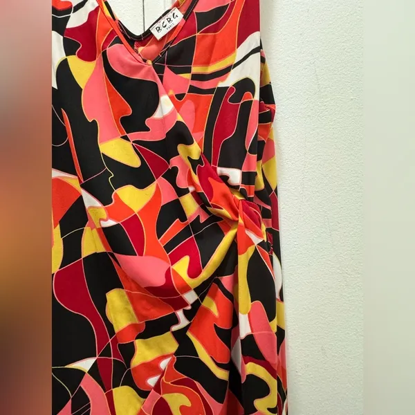 Y2K 90s BCBG Paris Kaleidoscope Side Knot Dress XL - Image 3