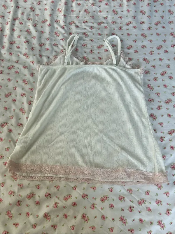 ROMWE White Floral Lace-Trim Cami Top - Image 2