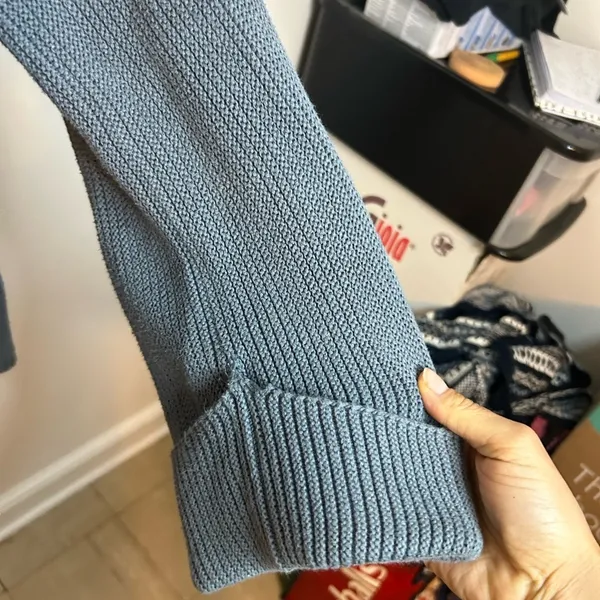 Free People La Brea V-Neck Blue Gray Sweater - Image 9