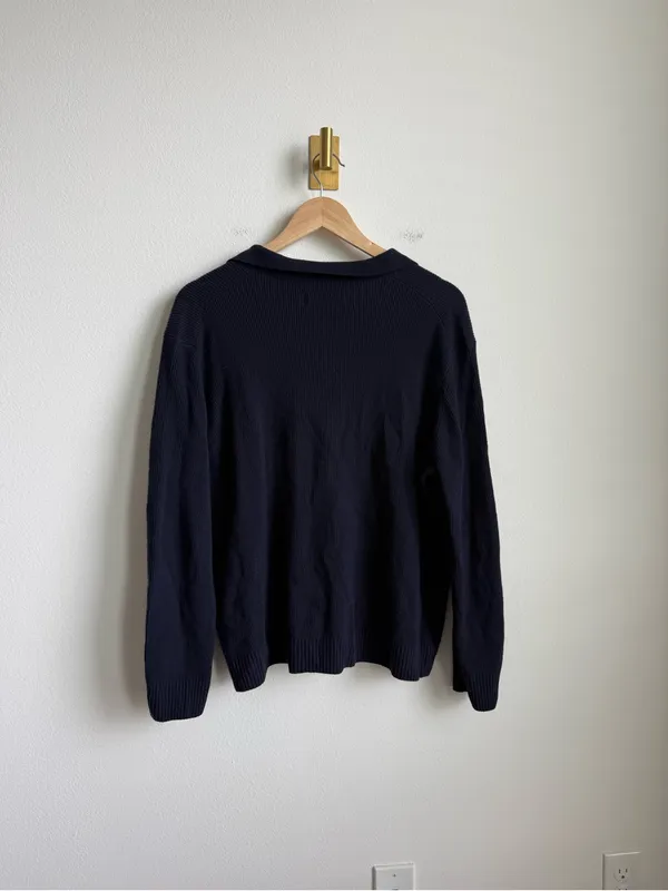 Outerknown Women's Geelong Wool Oversized Collared Sweater Navy Size Medium - Image 8