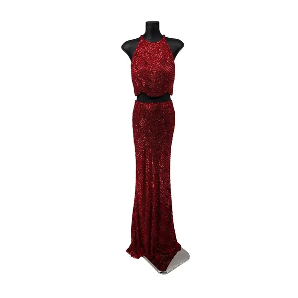 Sherri Hill 52063 Red Two Piece Sequin Prom Gown NWT‎ Size 6 $598 - Image 3