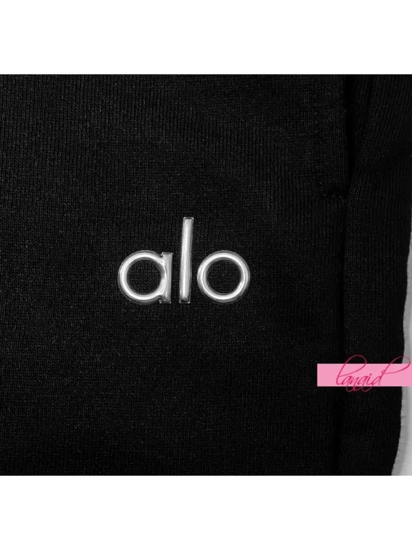 Alo Accolade Straight Leg Sweatpant Black Fleece Sweats Lounge Traveling Joggers - Image 9