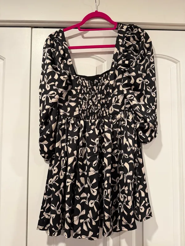 For Love And‎ Lemons Black and White bow Print Mini Dress small - Image 5