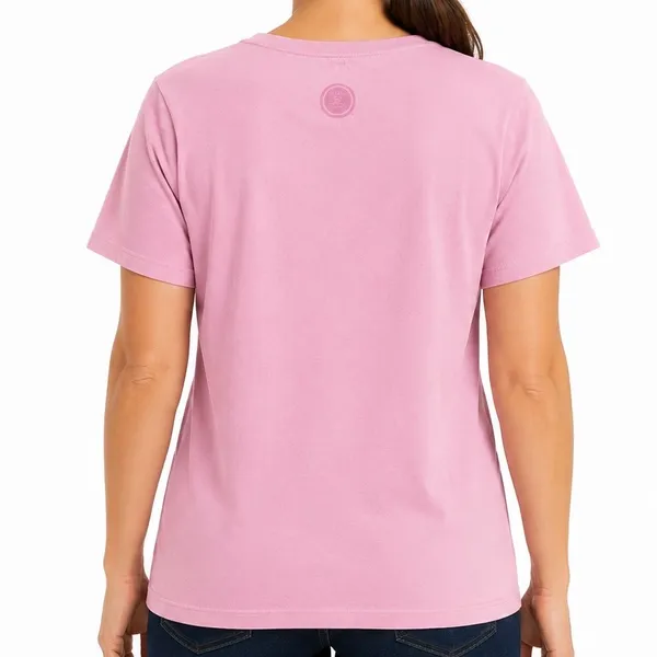 Life is Good Women’s XL Pink Super Heroes Wear Scrubs V-Neck T-Shirt - Image 2
