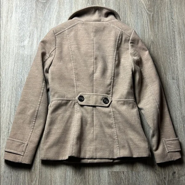 H&M Tan Double-Breasted Pea Coat Size 6 - Image 2