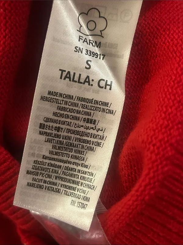 Farm Rio Wool & Cashmere Blend Red Heartful Knit Cardigan - Image 8