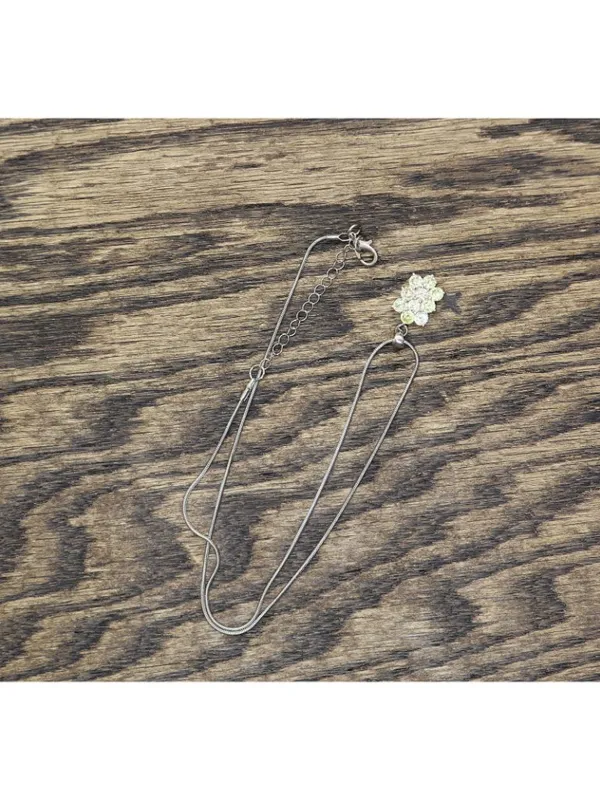 NWT MCYS Flower Pendant Snake Chain Necklace Silver Gray / Yellow 18'' + 2'' - Image 2