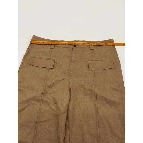 Camel‎ Brown Wide Leg High Waisted Trousers Flap Pockets Runs Small 1XL - Image 4
