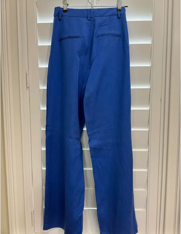 High-Rise Wide Leg Blue Trousers - Image 2