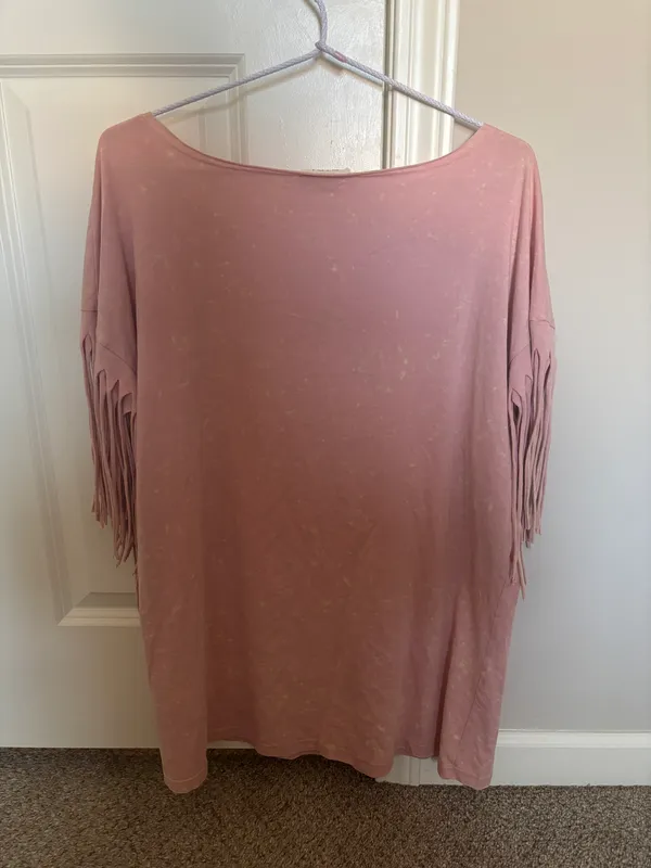 Pink Fringe Sleeve Top – Boho Style Size XL - Image 2