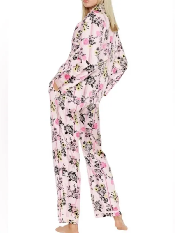 Victoria’s Secret Pink Floral Satin Long Pants PJ Lounge Set - Image 9