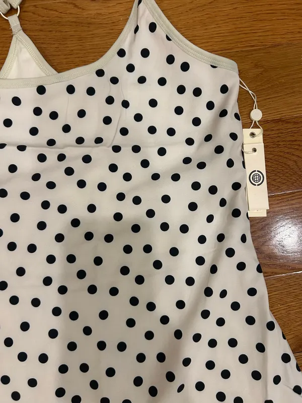 Max Studio Performance Sport Polka Dot Scoop Neck Beige/Black athletic Dress - Image 12