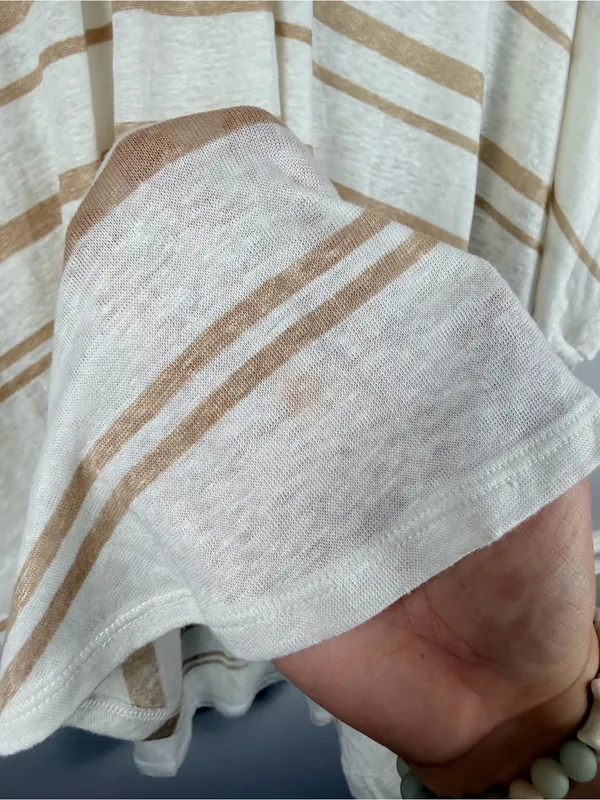 Garnet hill 100% Organic-Linen Cover-Up size large / extra large cream stripe - Image 7