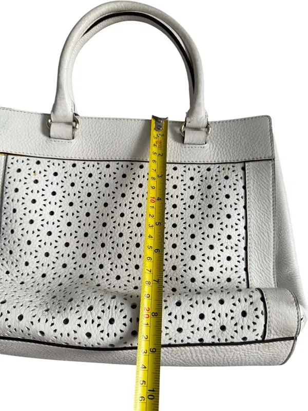 KATE SPADE White Leather Eyelet Satchel Handbag - Image 6