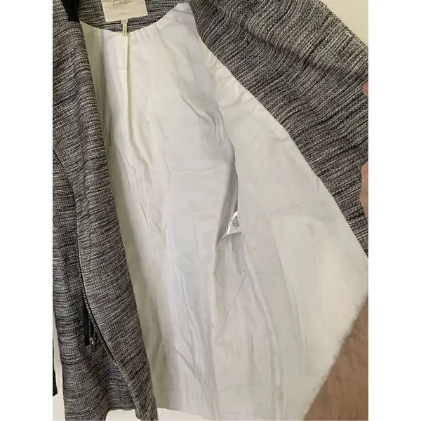 Maje Long Gray Cotton Linen Stretch Asymmetric Zip Coat women’s size 36 Small - Image 7